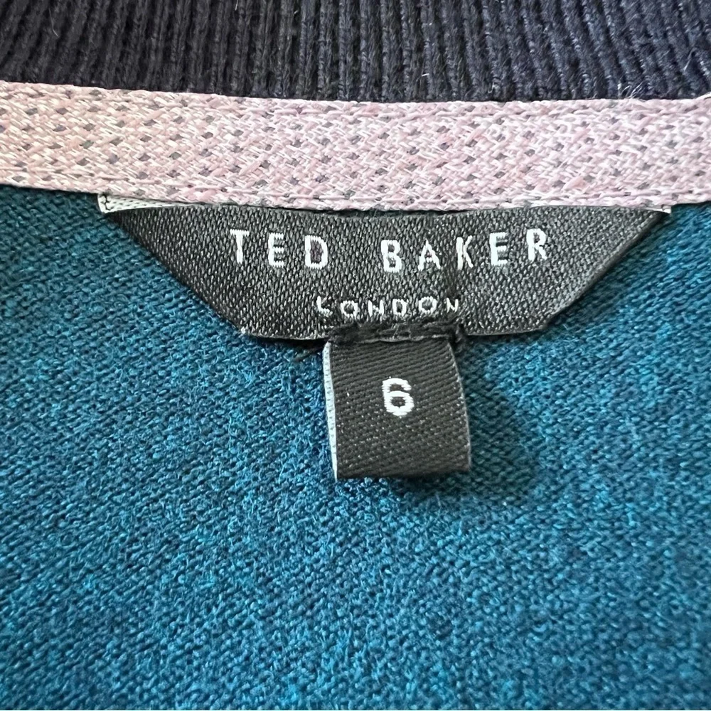 Men’s Ted Baker London Pullover 1/3 Zip Ribbed Sweater Teal Business Casual